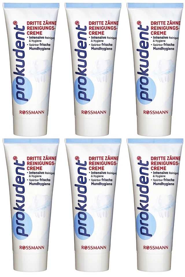 ✅Prokudent Reinigungscreme speziell für dritte Zähne frisches Minzaroma 6x 75ml✅ - Bild 1 von 1