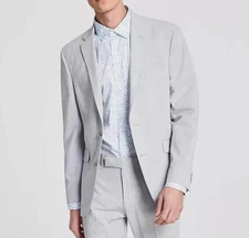 Kenneth Cole Slim Stretch Silver Suit Jacket Blazer 40 S NEW $395 COKK2FBZ0010