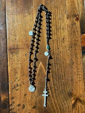 RARE Clerical rosary with three coins and "scare stone"