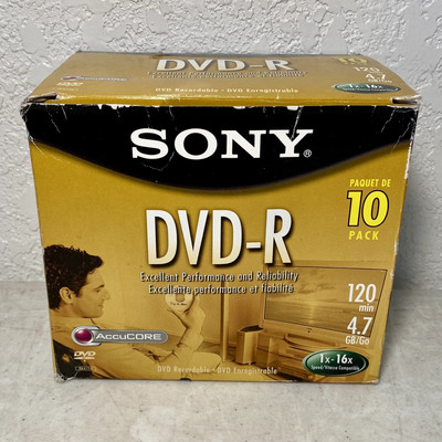 Sony DVD-R 1x16x 120 Min Blank Disc 4.7GB 9 Pack With Jewel Cases