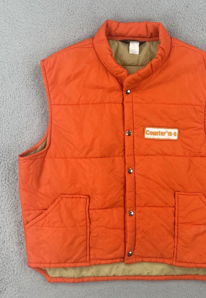 Vtg Swingsters World Of Wearables XL USA Made Orange Hunting Vest Counter 15-6 - Image 3 of 4