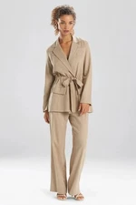 Natori Khaki Linen Blend Belted Jacket XL NWT $348 