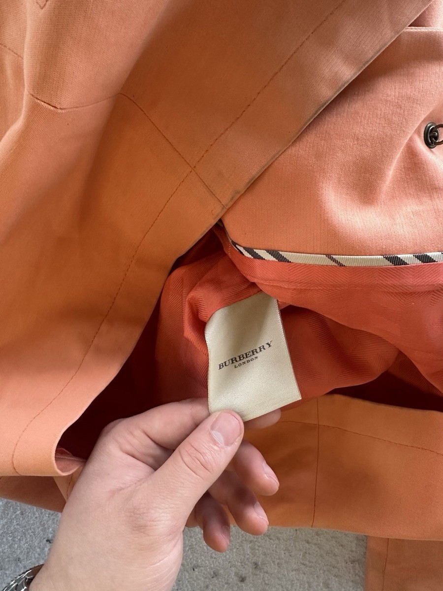 BURBERRY - 【90&#39;s】 Burberry peach skin down coat Vintage Women's Burberry Peach Orange Trench Coat Size Small