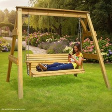 Hollywoodschaukel aus Holz massiv & stabil Schaukelbank Terrasse mit Ketten