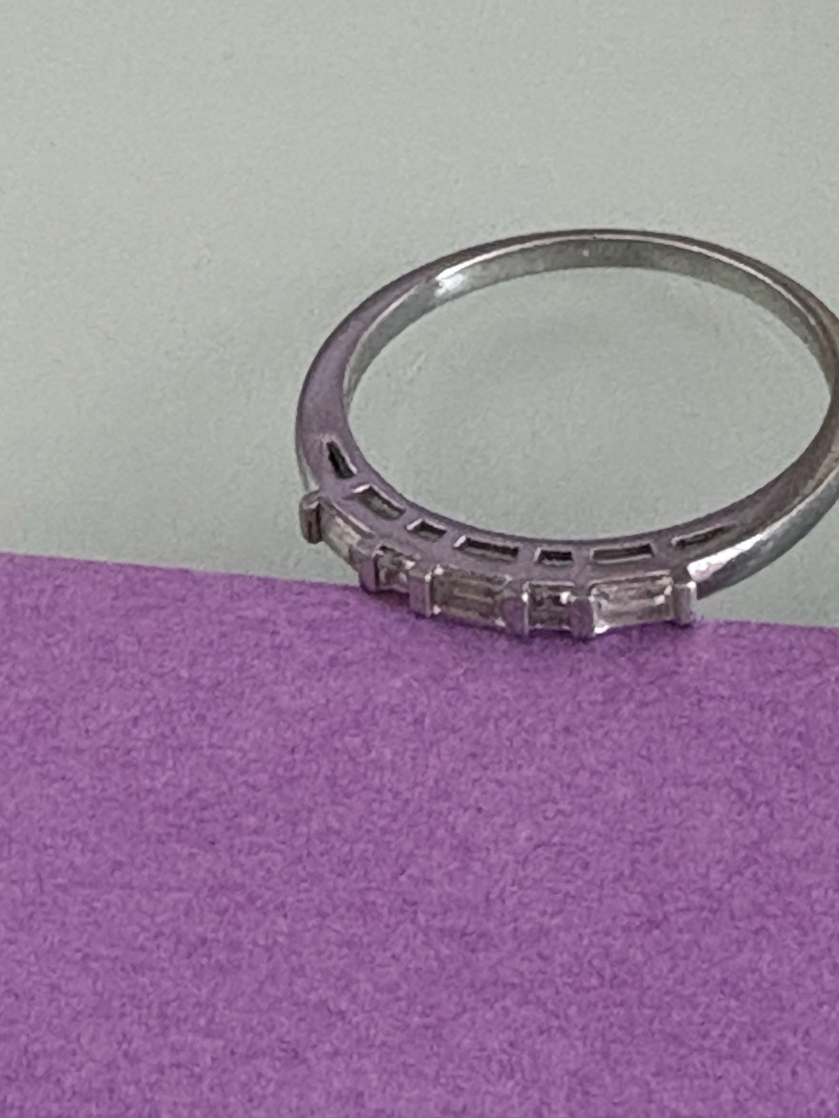 Sterling Silver Three Rectangular Cut CZ Stone Ri… - image 5