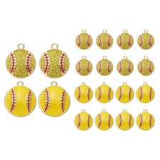 20 Pcs Baseball Charm for Jewelry Making Rhinestone Pendant, Yellow