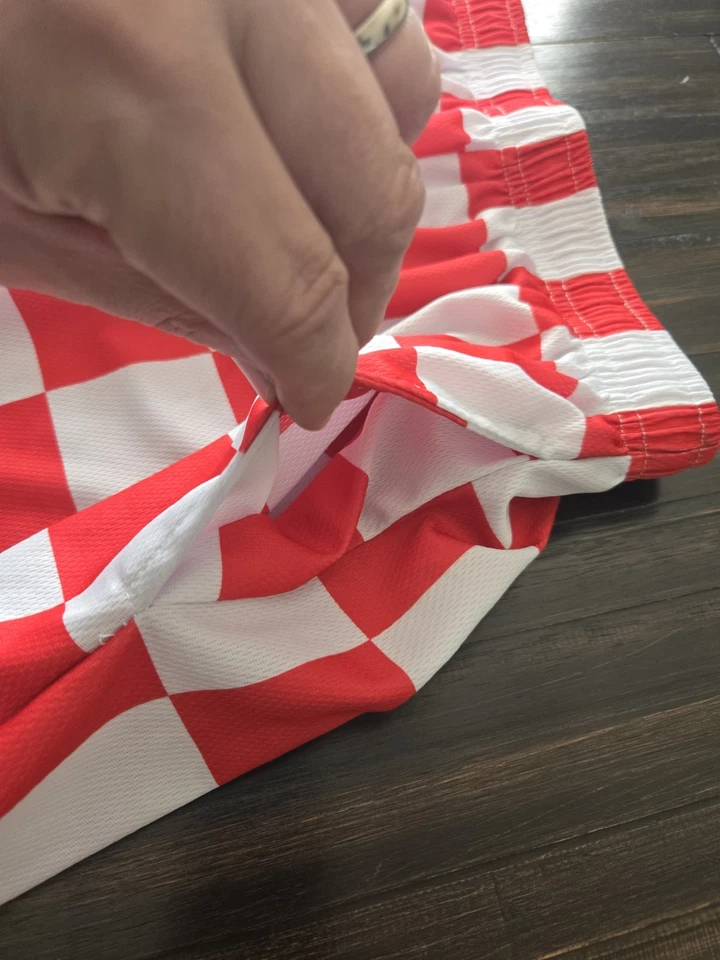 NASCAR Cup Series Eric Emanuel Red White Checkered Shorts Size S EUC - Image 4 of 4