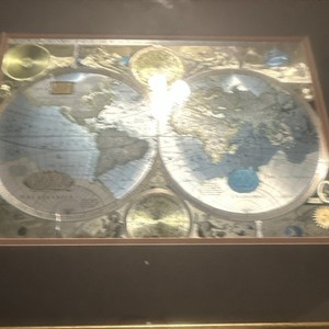 Double Hemisphere Antique Reproduction Framed World Map Wall Print 1600-1699