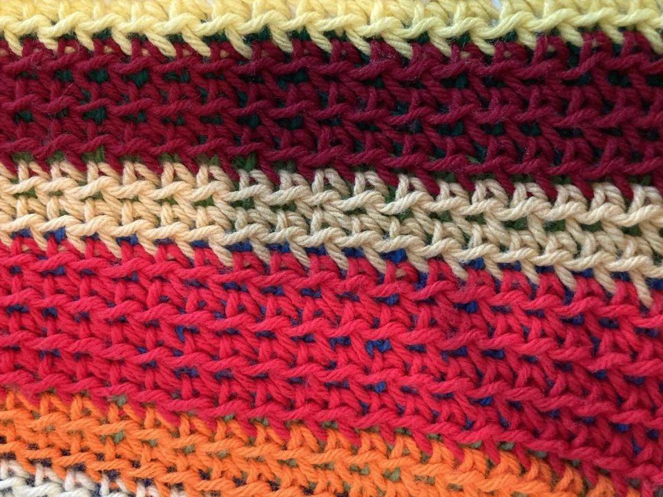 Tejido a mano doble cara afgano 60”x58” multicolor estilo reto acogedor núcleo de casa Foto 4 de 4