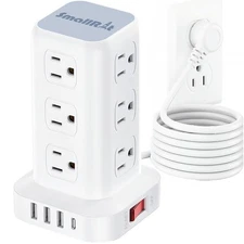 Tower Surge Protector Power Strip with USB 12 Outlets with 4 USB Ports 1 USB ...