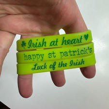 Set of 3 St. Patrick's Day Silicone Rubber Wristbands - Irish Theme Party Favors