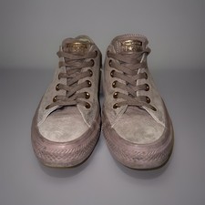 Size 8 Converse All Star Lilac Suede And Rose Gold Shoes, Made In Vietnam