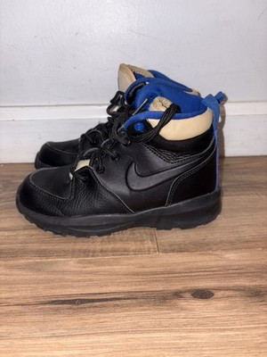 Vintage Nike Manoa Leather Kids Boots Black Blue BQ5373-003 Preschool 13C Y2K