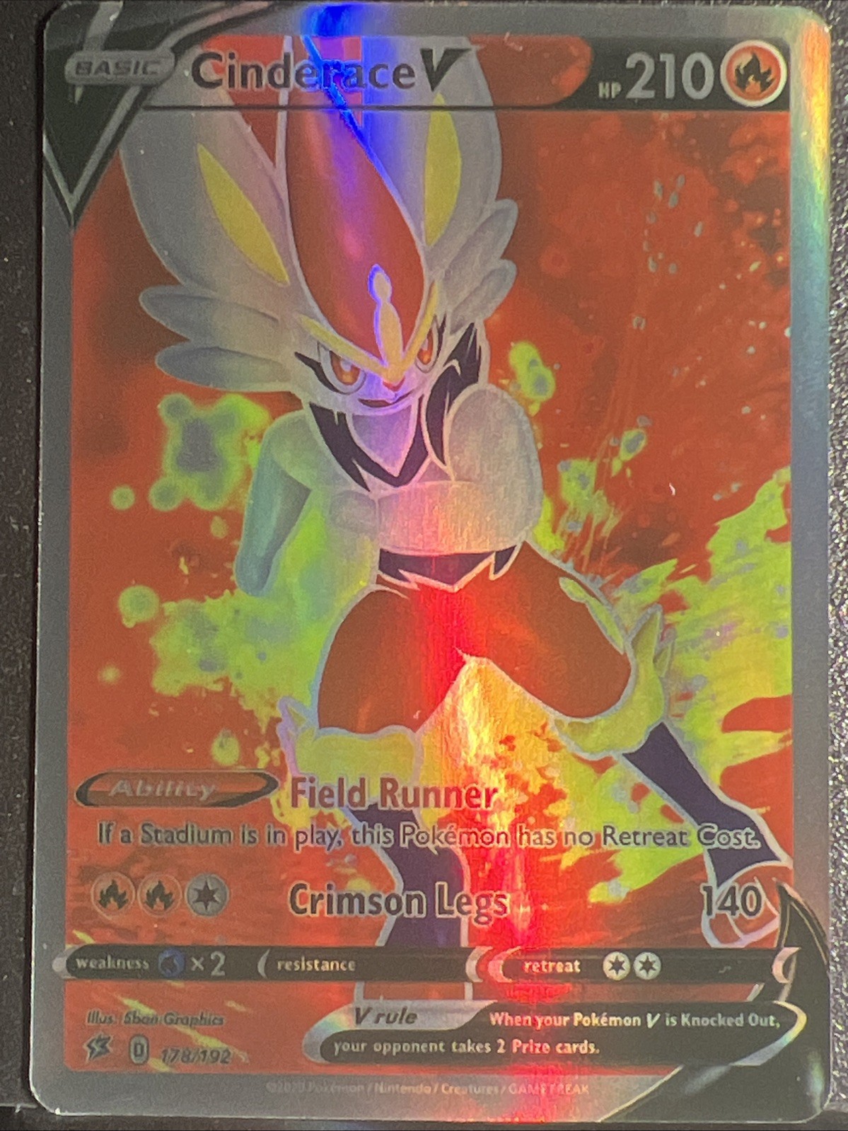 Cinderace V Full Art 178/192 Pokemon Rebel Clash Holo Ultra Rare
