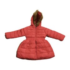 Steppmantel Gr. 128 rot m. Fellkragen a. d. Kapuze
