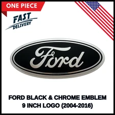FORD BLACK & SILVER EMBLEM OVAL 9 INCH LOGO Front Grille/Tailgate Badge 2004-16 