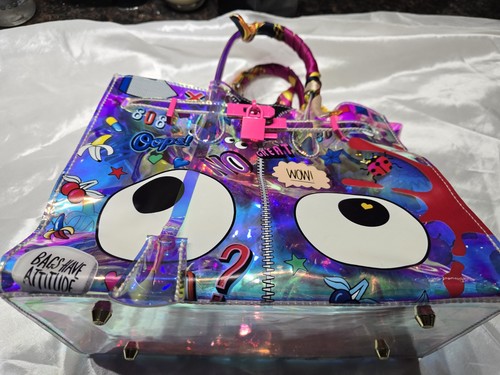Augenmotiv holografisch PVC Luxus Graffiti Geschenk Beuteltasche durchsichtig Handtasche zusätzlicher Griff - Bild 2 von 16