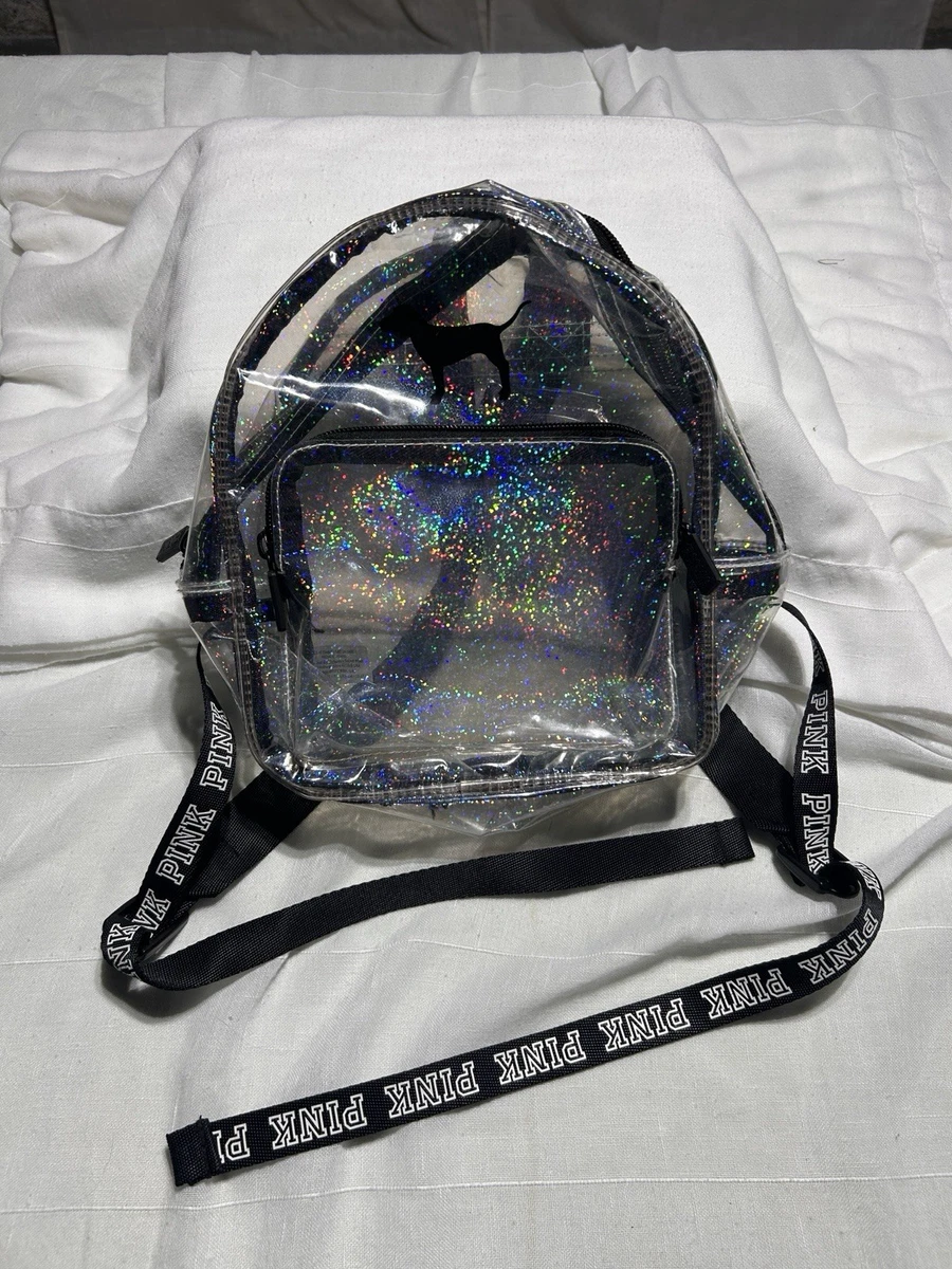 Victoria’s Secret Pink Clear See Threw Holographic Sparkle Mini Backpack PINK Victoria main image 2