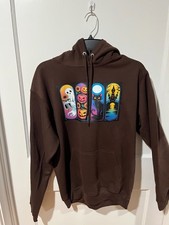 Port  Co. Halloween Hoodie Small Brown Fright Night Ghost Pumpkin Black Cat