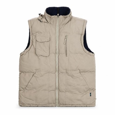 Le Shark Herren Puffer Jacke Weste Gr. M Beige Mittellang Freizeit Full Zip