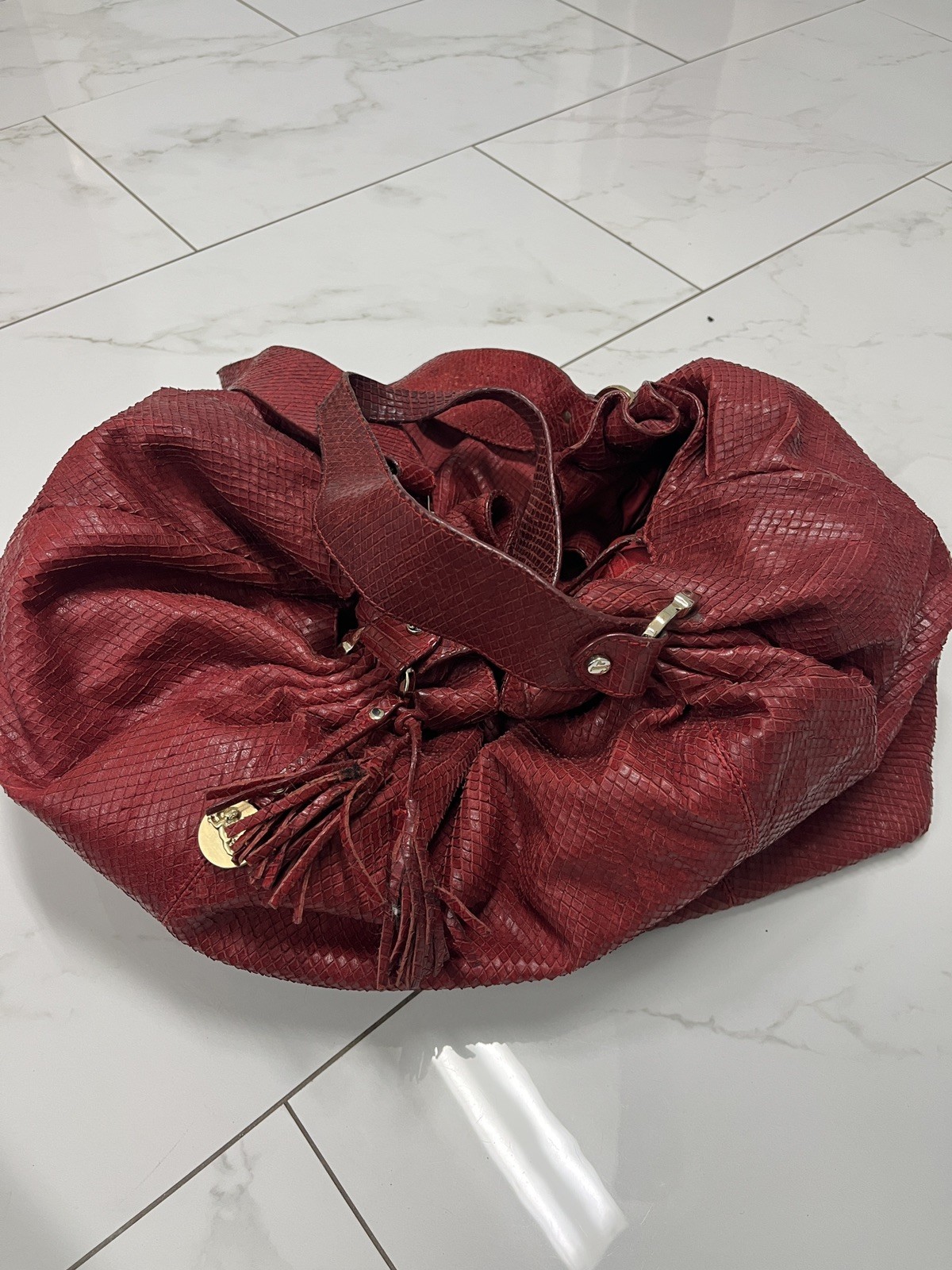 JENRIGO RED SNAKE PYTHON LEATHER LARGE TOTE HAND … - image 2