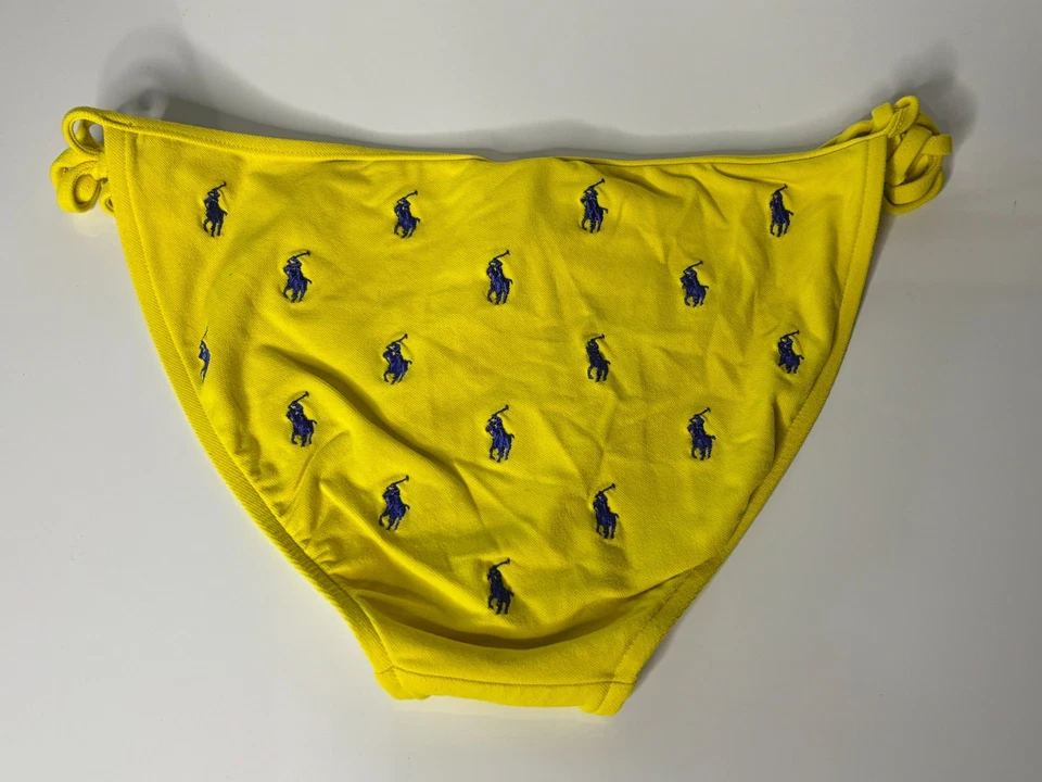 Parte inferior de natación bikini caballo bordado amarillo vintage Y2K Ralph Lauren hecha en EE. UU. M Foto 4 de 4