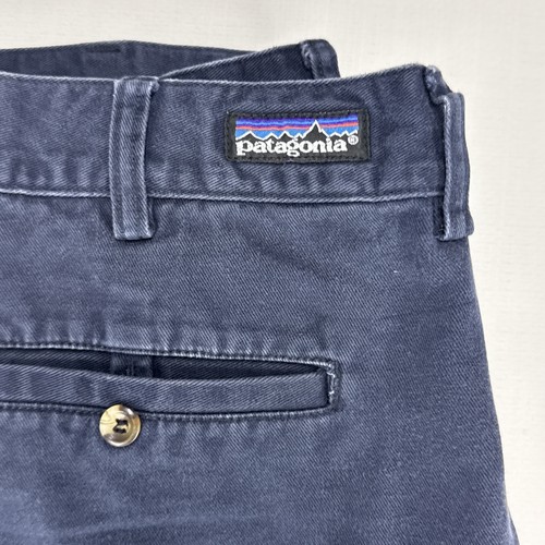 Vintage PATAGONIA Chino Pants Mens W32 L29 Navy Blue Cotton Twill Straight Leg - Foto 2 di 12