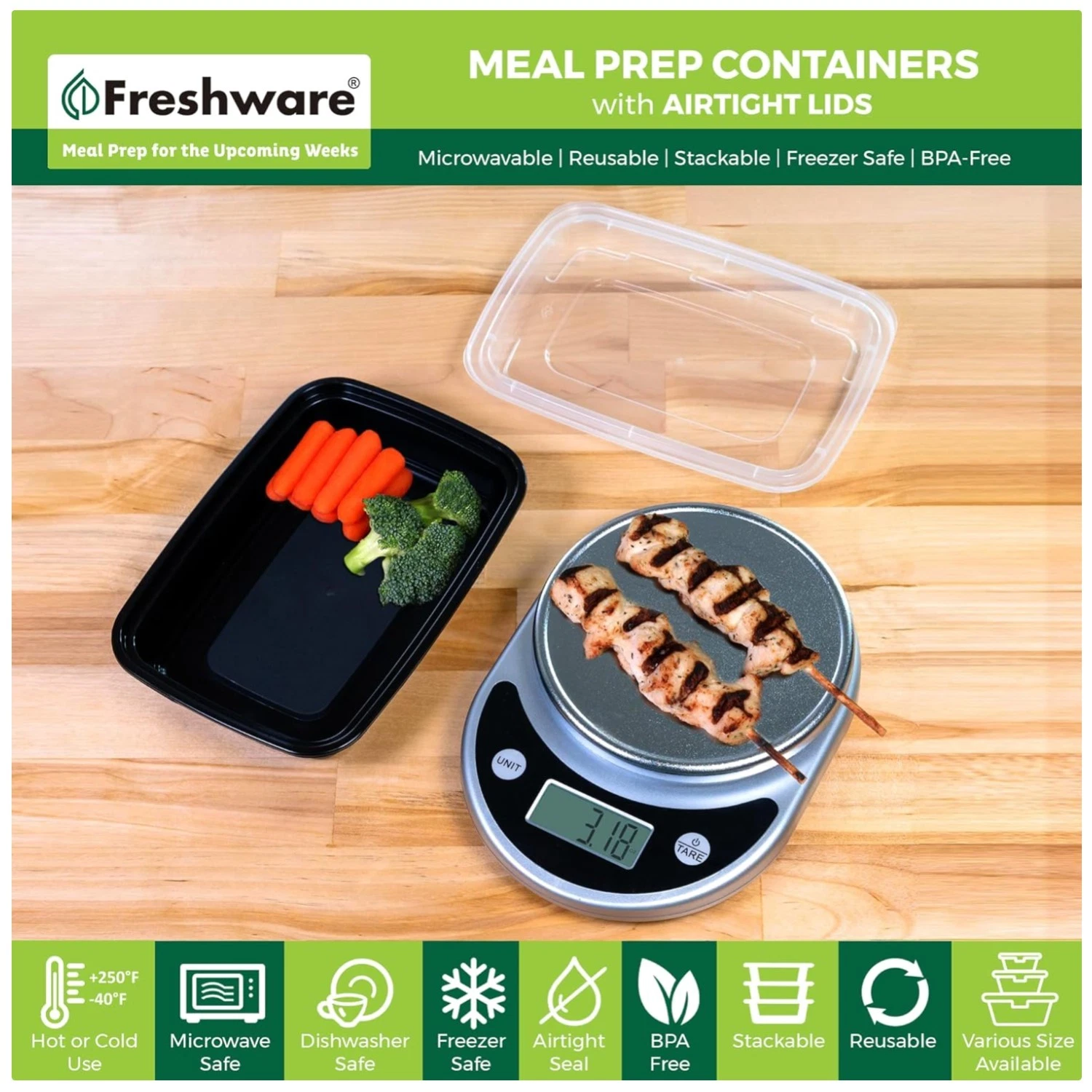 Lunch Box Set, 50-Pack Meal Prep Containers, Dishwasher Safe
