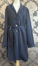 St Michael M&S Navy Shoulder Padded Lightweight Knee-length Blazer Size12 VTG