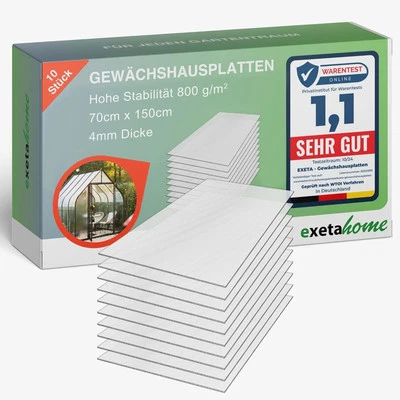 EXETA Gewächshausplatten 4mm Doppelsteg Polycarbonat Hohlkammerplatten Stegplatten 10x