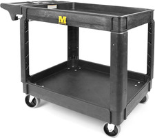 Heavy-Duty Utility Cart with 2 Shelves, 500 lbs Capacity 360 Swivel Wheels
