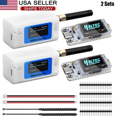 2Sets Heltec LoRa32 V3 ESP32 OLED LoRa +Case+915MHz LoRa Antenna for Meshtastic