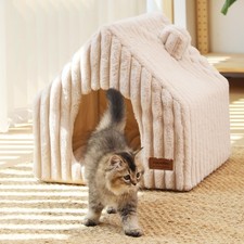 Cat Houses for Indoor Cats, Washable Cute Cat Bed Cave with Removable Pillow,...