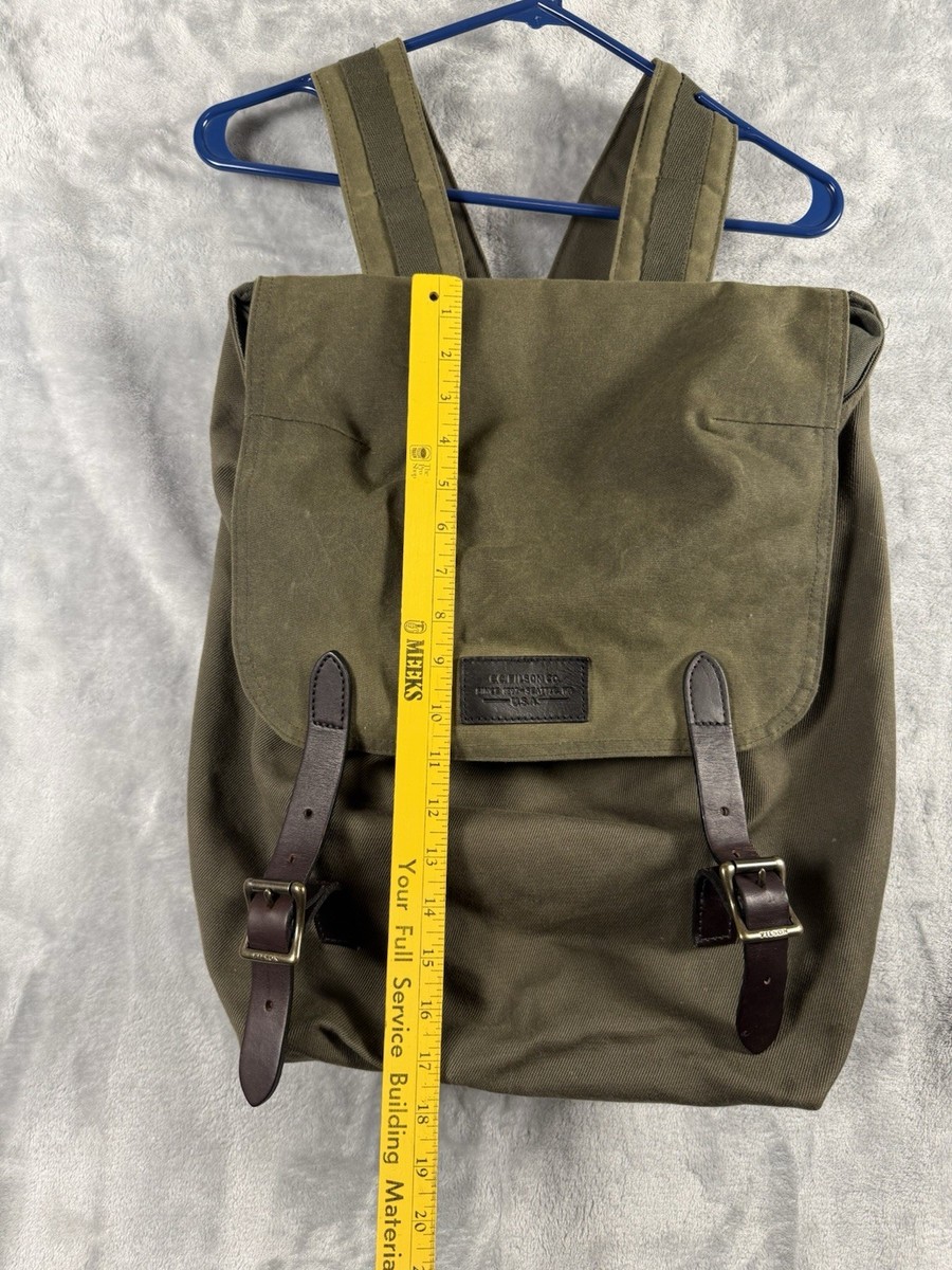 Filson Ranger Backpack Green Rugged Canvas Twill Leather Bridle