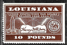 HICK GIRL-MINT U.S. STATE REVENUE LOUISIANA 1943-44 10LB FEED TAX D949
