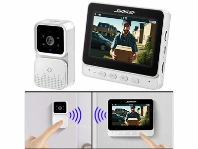 Visiophone sans fil VSA-450 avec écran IPS - coloris blanc - Somikon - Photo 1/4