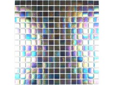 EB144 Dark Iridescent/Petrol Effect Glass 20 x 20mm Mosaic Tile Sheet