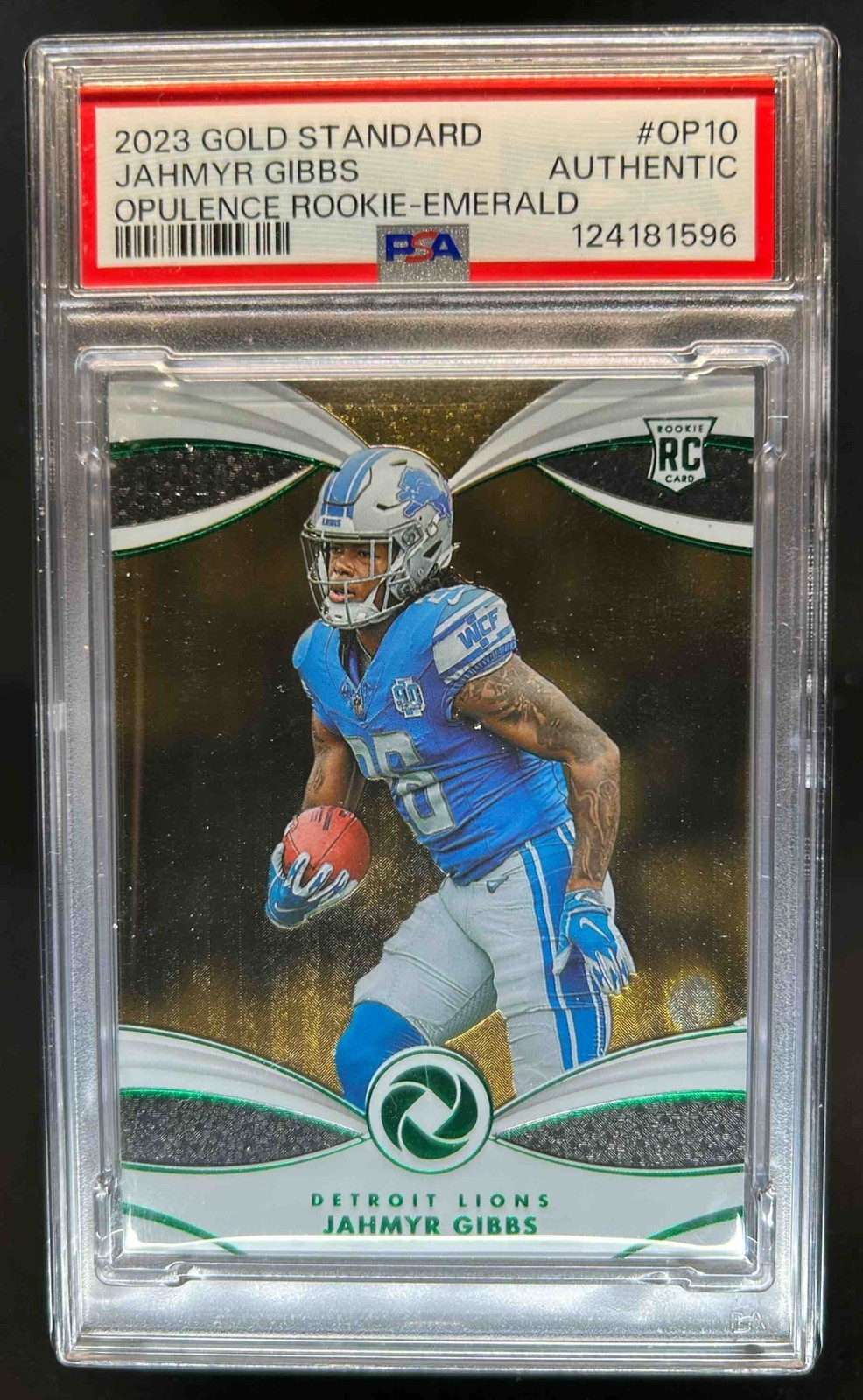Jahmyr Gibbs Panini Gold Standard Opulence Rookie #OP10 Emerald