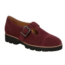 Vionic Womens Carmen Mary Jane Shoes US 6 Wide EU 36 Red Wine Suede NWOB
