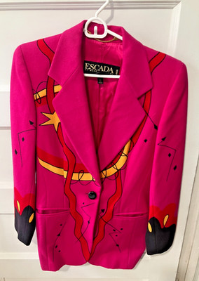 Escada Margaretha Ley Blazer Vintage Hot Pink Wool Womens Jacket Size 34 Germany