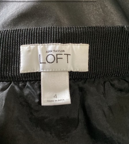 Ann Taylor Loft Größe 4 echtes echtes echtes 100% Leder schwarz Rock knielang - Bild 3 von 4