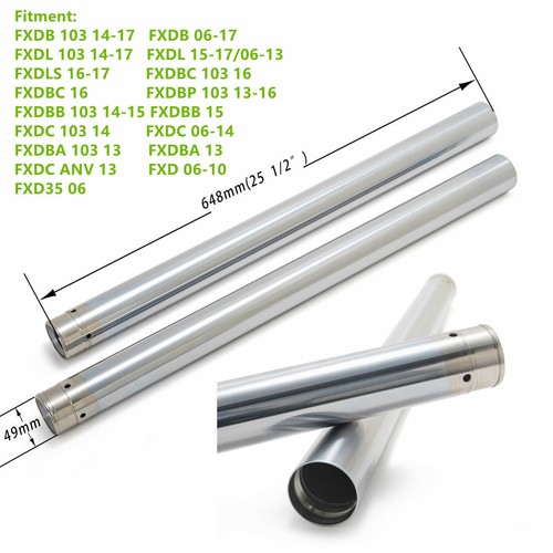 2× 49mm Chrome Fork Tubes For Harley Dyna FXDB FXDL 06-17 FXDC 06-14 103 14 FXDF - Bild 4 von 11