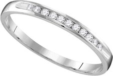 Diamond Wedding Womens Band 10k White Gold Single Row Ring