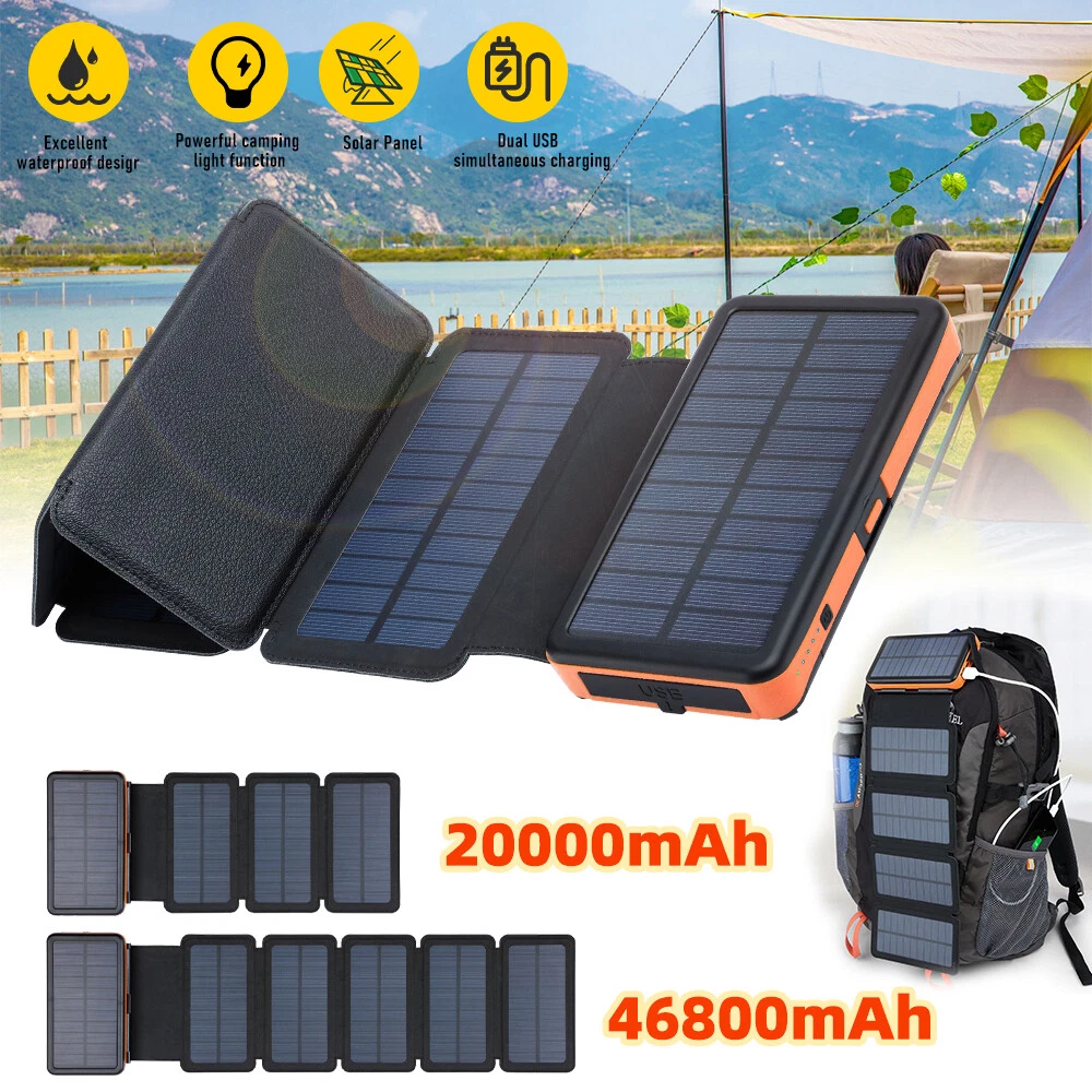 46800mAh Portable 6 Solar Panel Folding Power Bank Outdoor Camping Phone Charger image 6