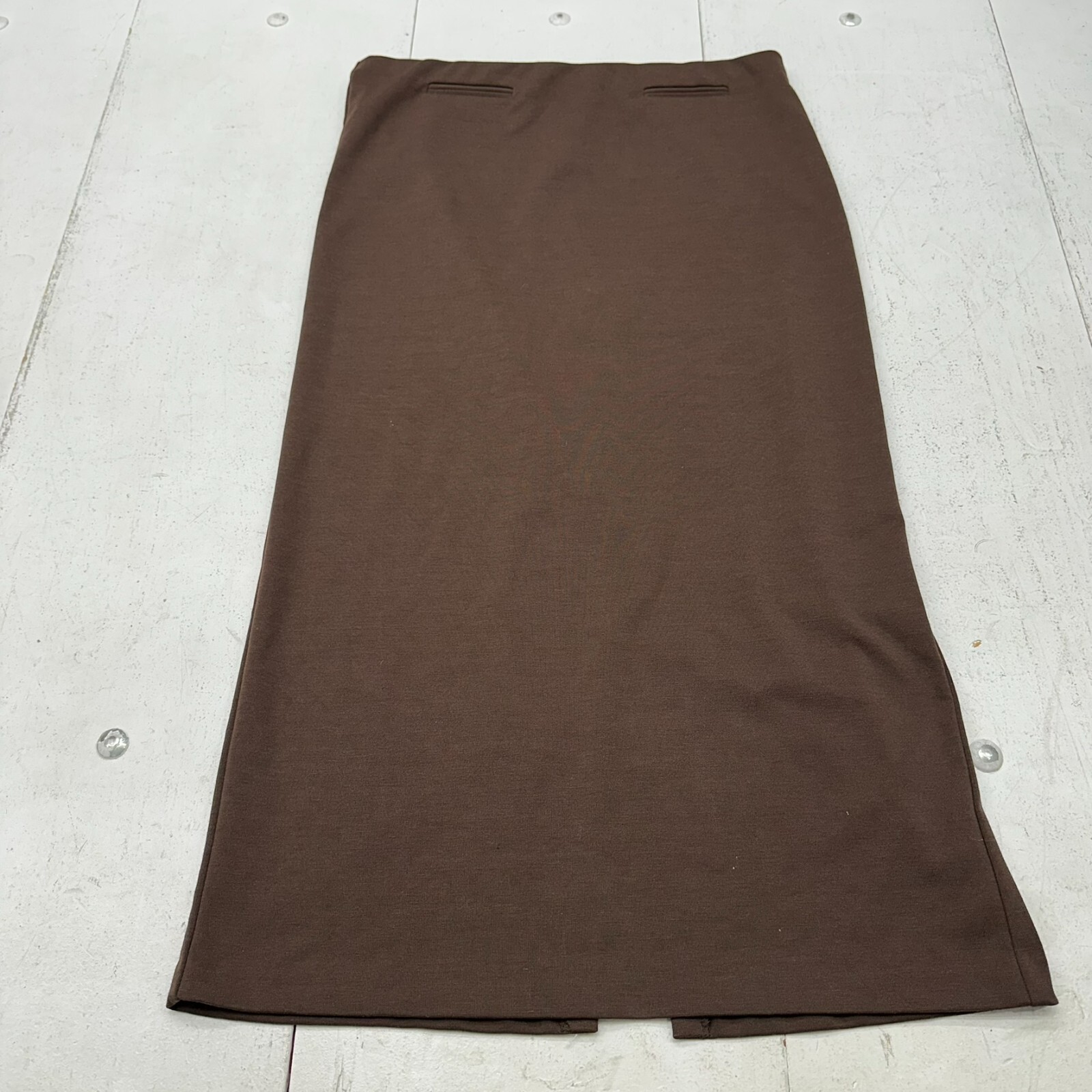 CATO Solid Brown Elastic Waist Basic Long Dressy … - image 1