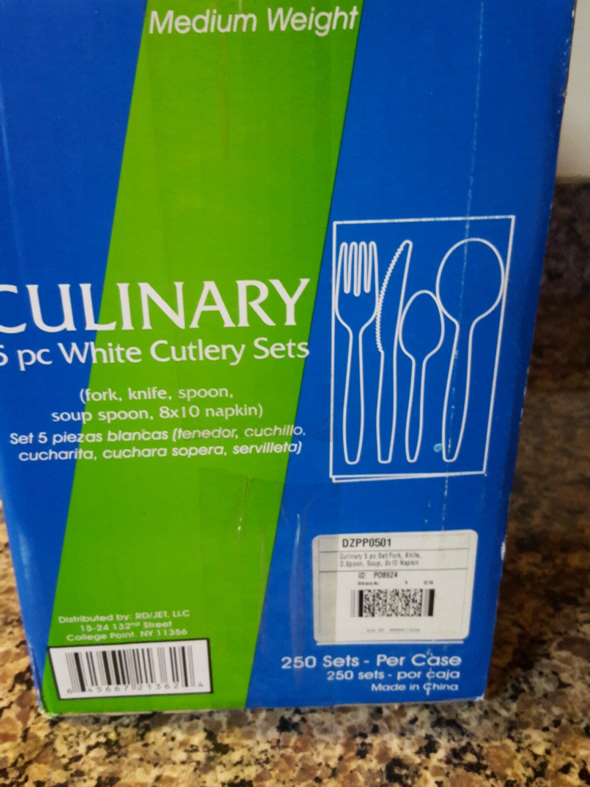Culinary individually wrapped 5 piece cutlery disposable set 250 count ...