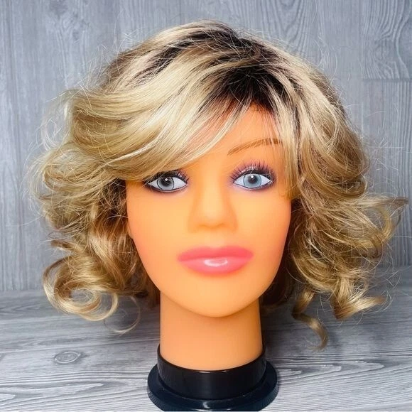 Peluca de fibra envidy kanekalon peluca marrón rizada con reflejos peluca adicional Foto 2 de 4