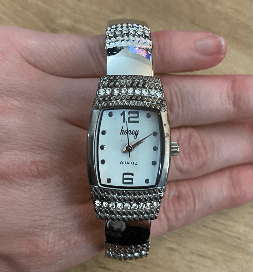 Vintage Rare Honey brand women\'s cuff watch featuring an ornate, silver-tone Honey Women main image 3