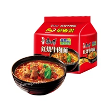 5 Bags Kangshifu Instant Noodles Braised Beef Noodle Ramen 康师傅经典红烧牛肉面方便面袋装泡面五连包
