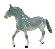 Elastolin Lineol Comp Poly Horse 1950s Dappled Grey Prancing 4in tall signed Vtg